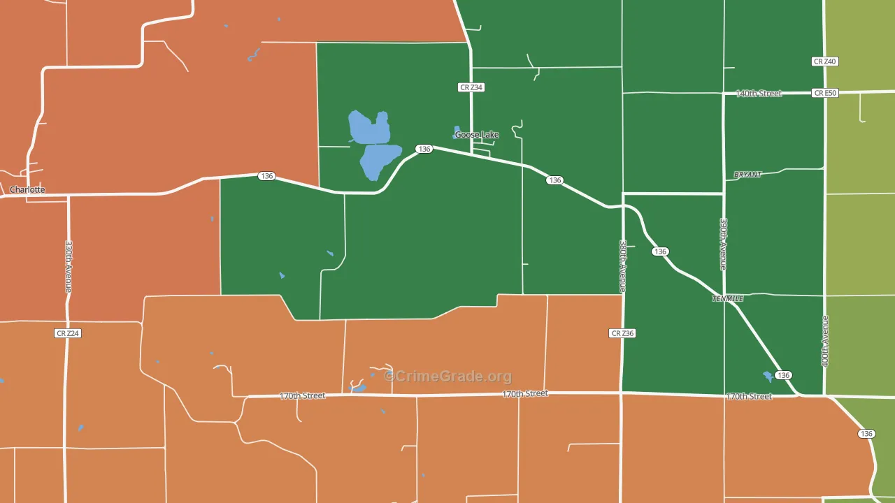 Goose Lake, IA Map of Murder Rates