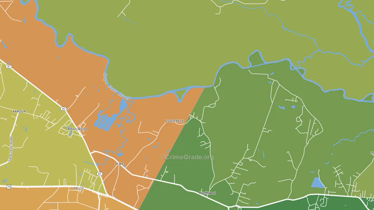 Gooseneck, NC Map of Murder Rates
