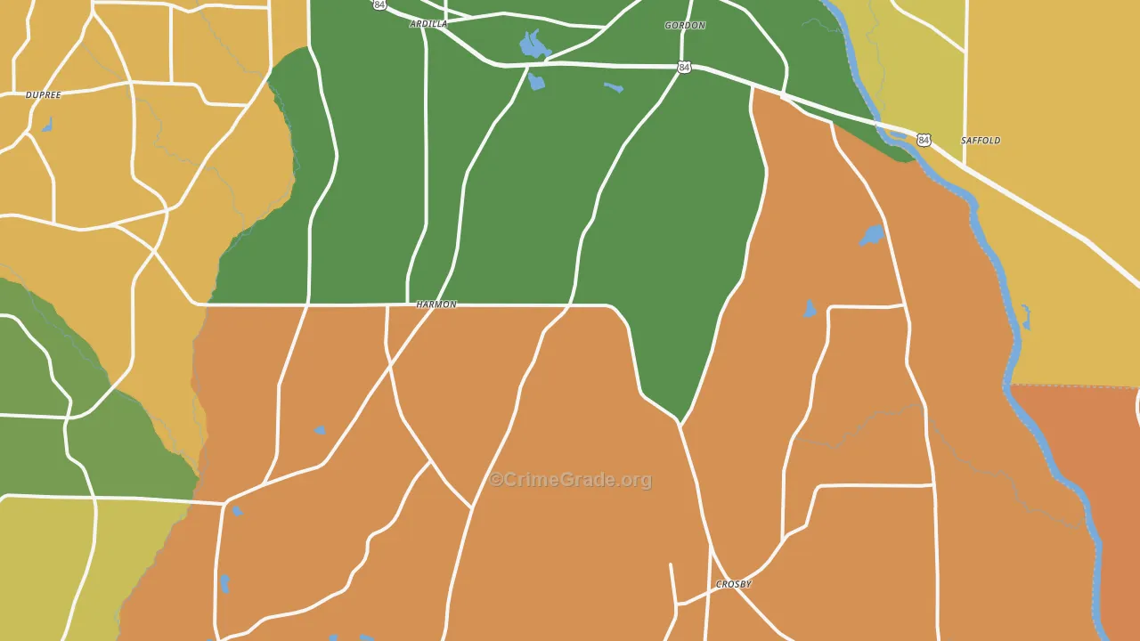 Gordon, AL Map of Murder Rates