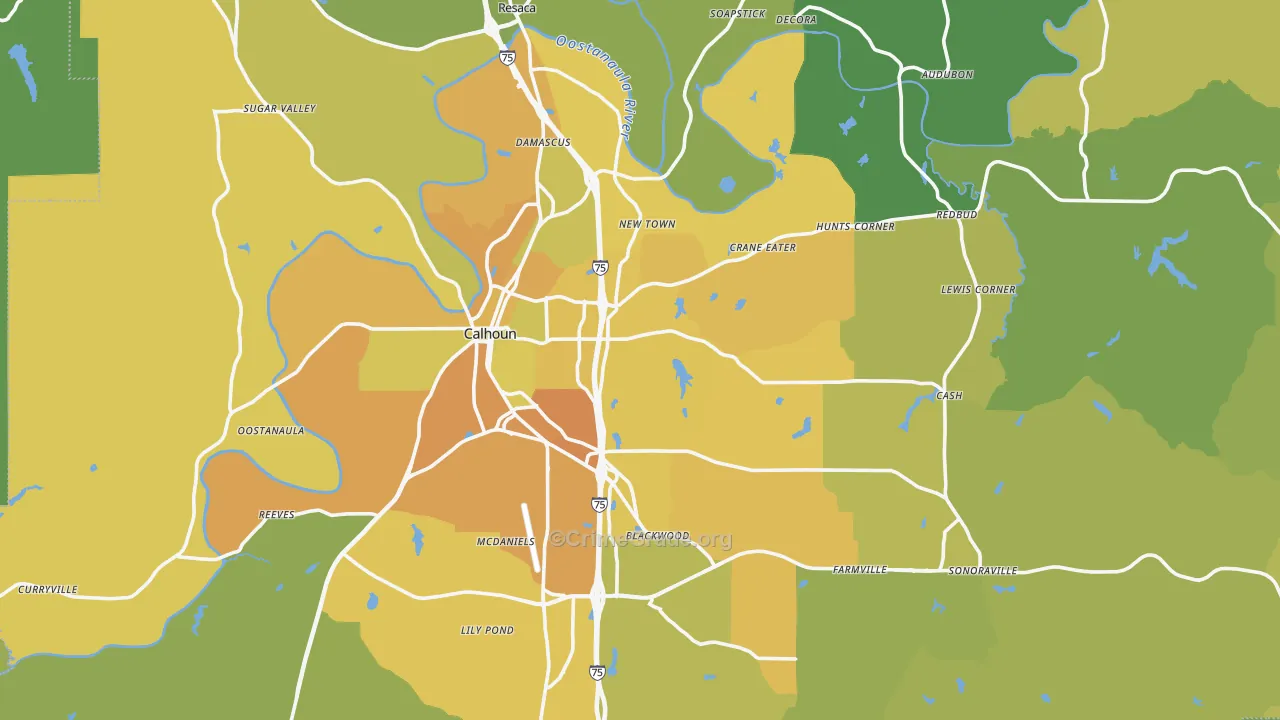 Gordon County, GA Map of Murder Rates