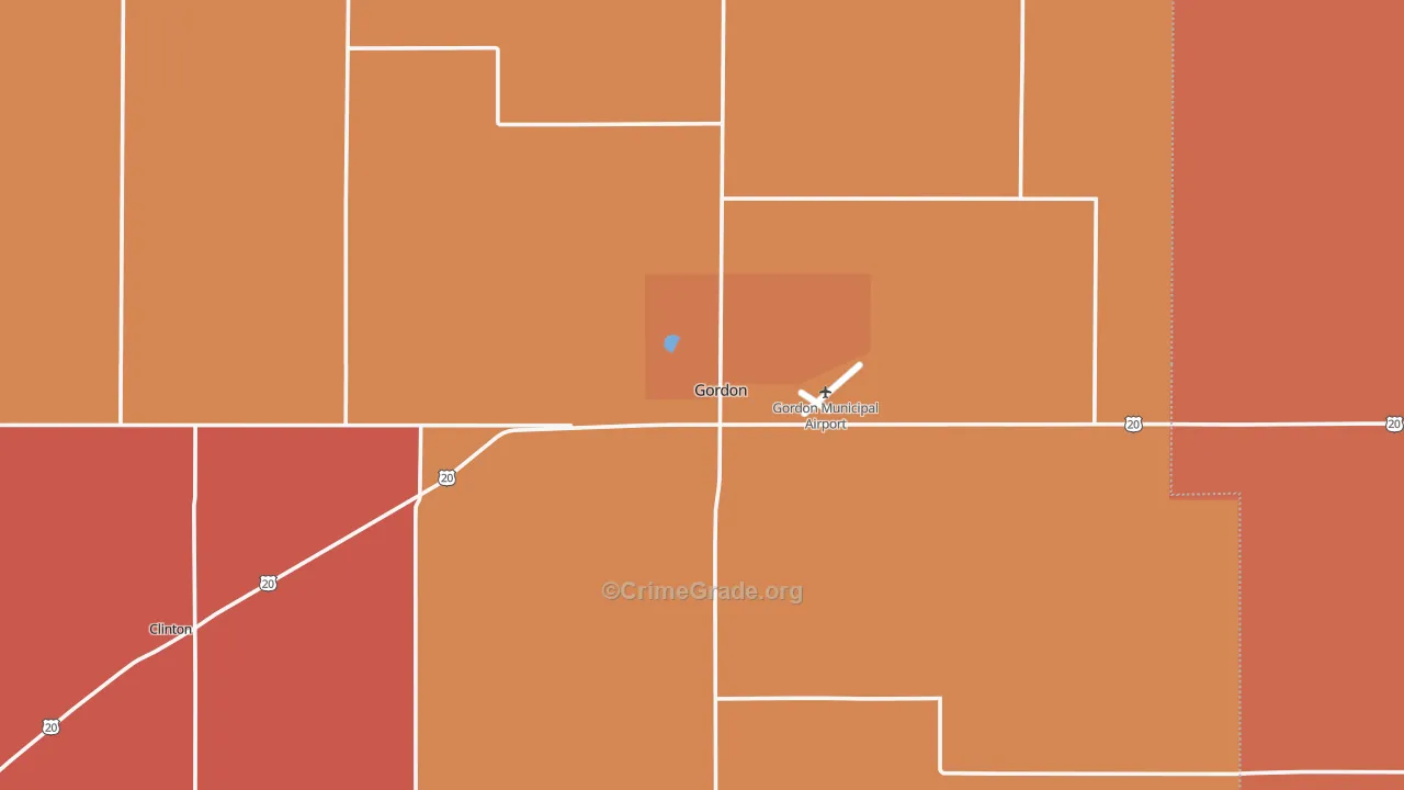 Gordon, NE Map of Murder Rates