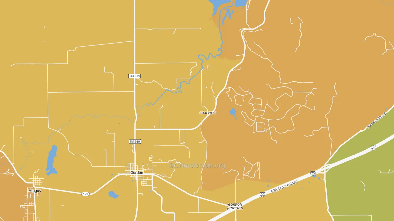 Gordon, TX Map of Murder Rates