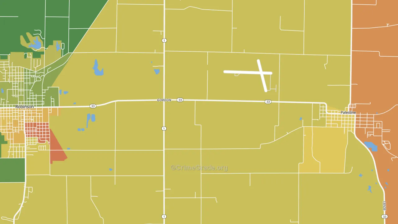 Gordons, IL Map of Murder Rates