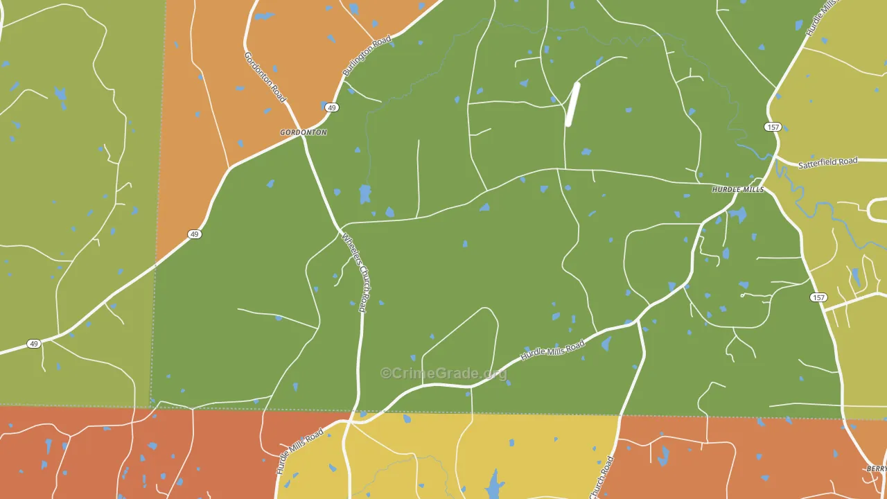Gordonton, NC Map of Murder Rates