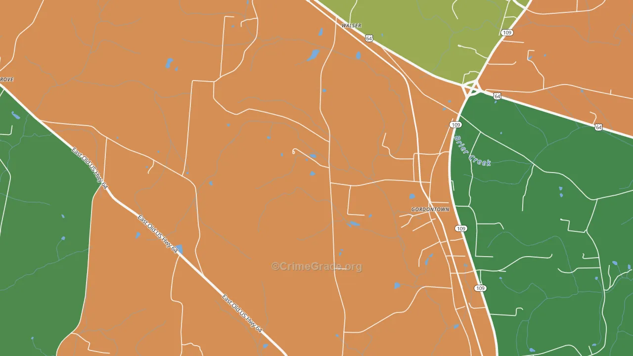 Gordontown, NC Map of Murder Rates