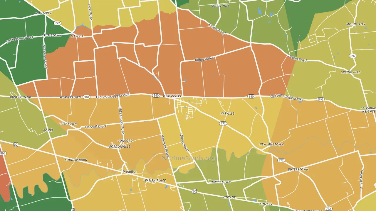 Gordonville, PA Map of Murder Rates