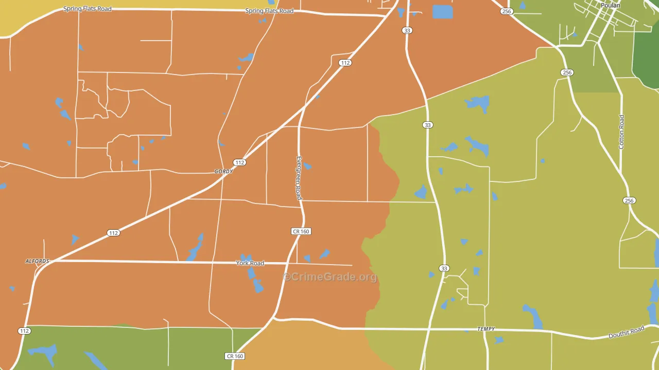 Gordy, GA Map of Murder Rates