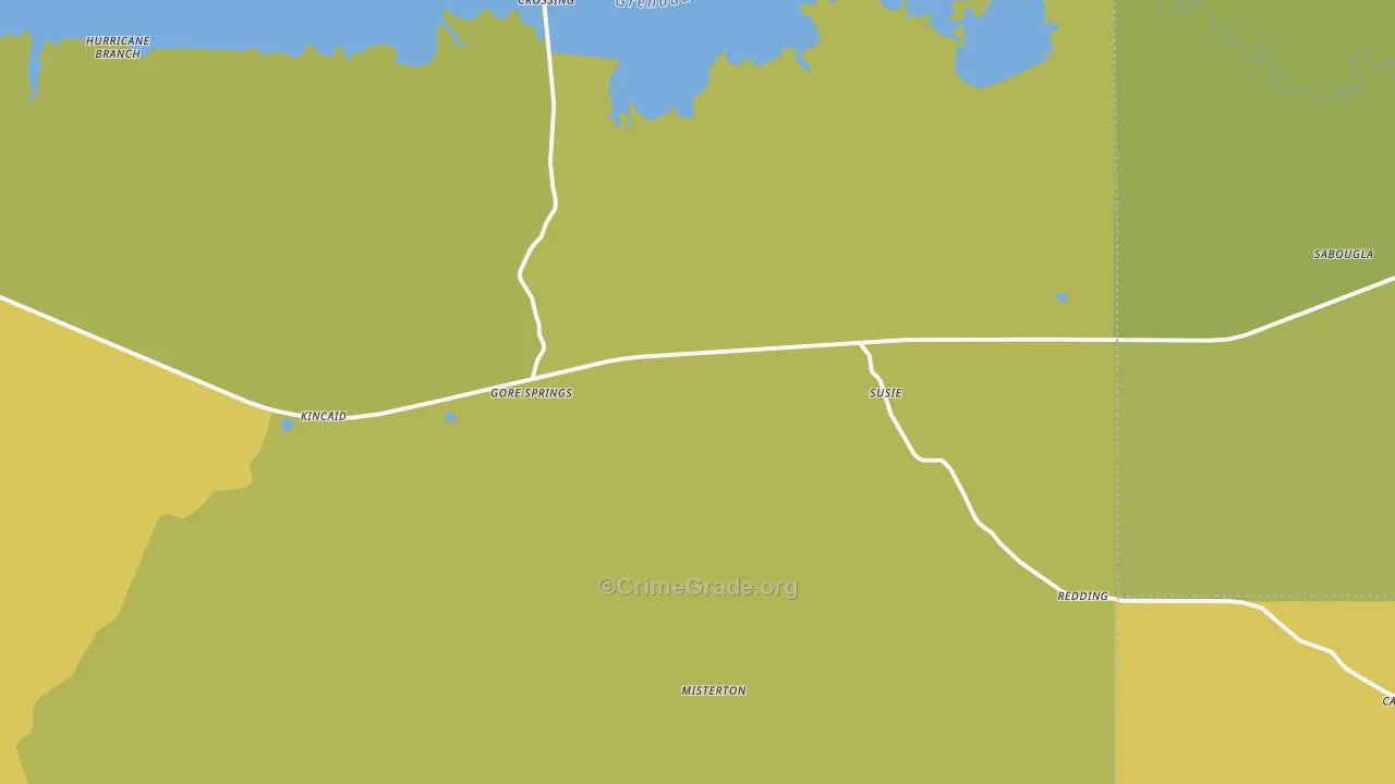 Gore Springs, MS Map of Murder Rates