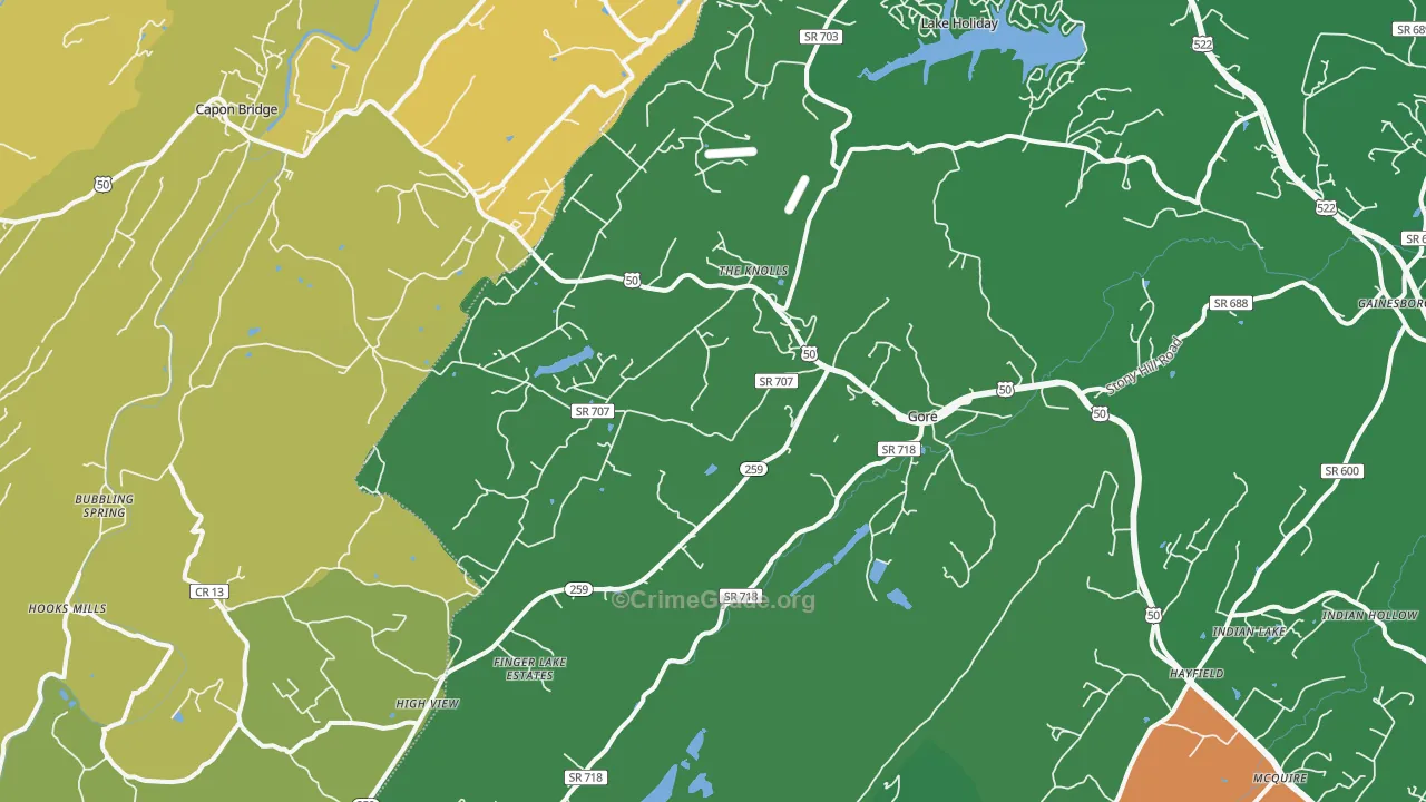 Gore, VA Map of Murder Rates
