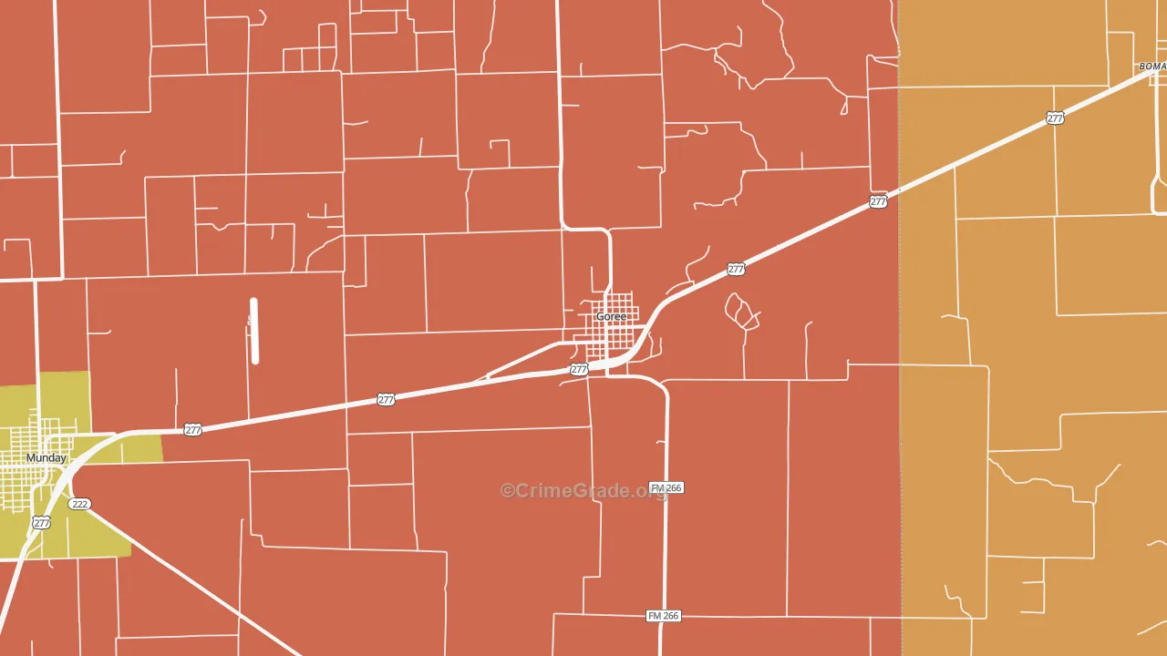 Goree, TX Map of Murder Rates
