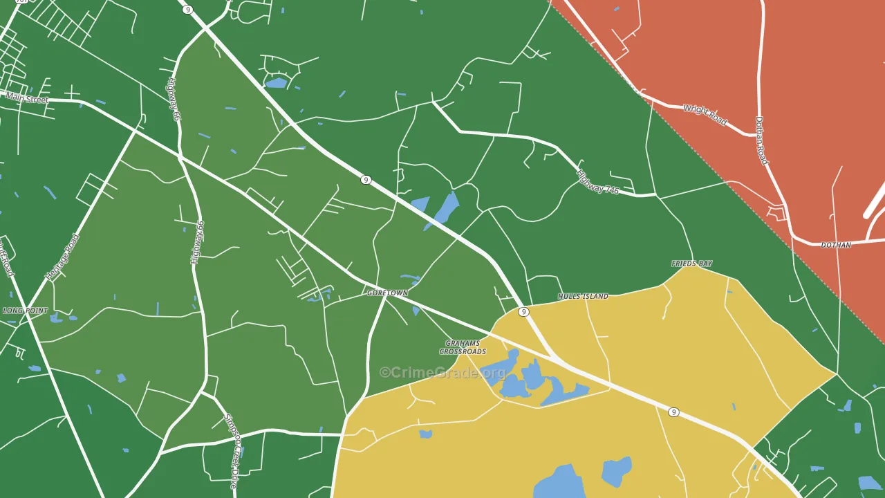 Goretown, SC Map of Murder Rates