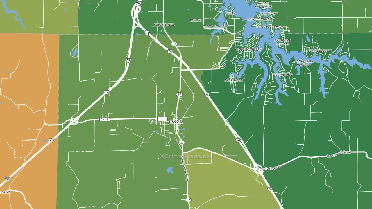 Goreville, IL Map of Murder Rates