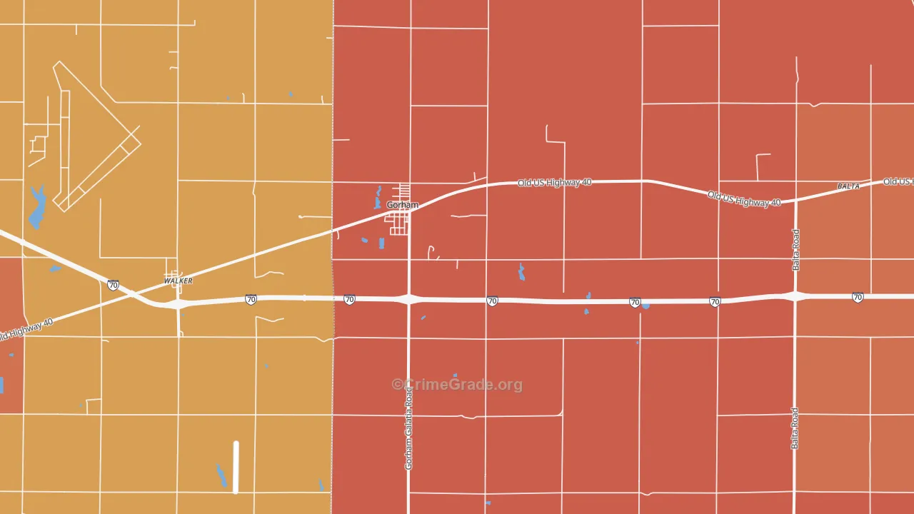 Gorham, KS Map of Murder Rates