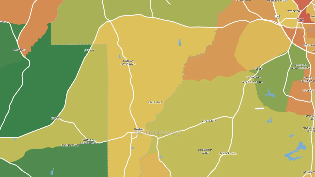 Goshen, AL Map of Murder Rates