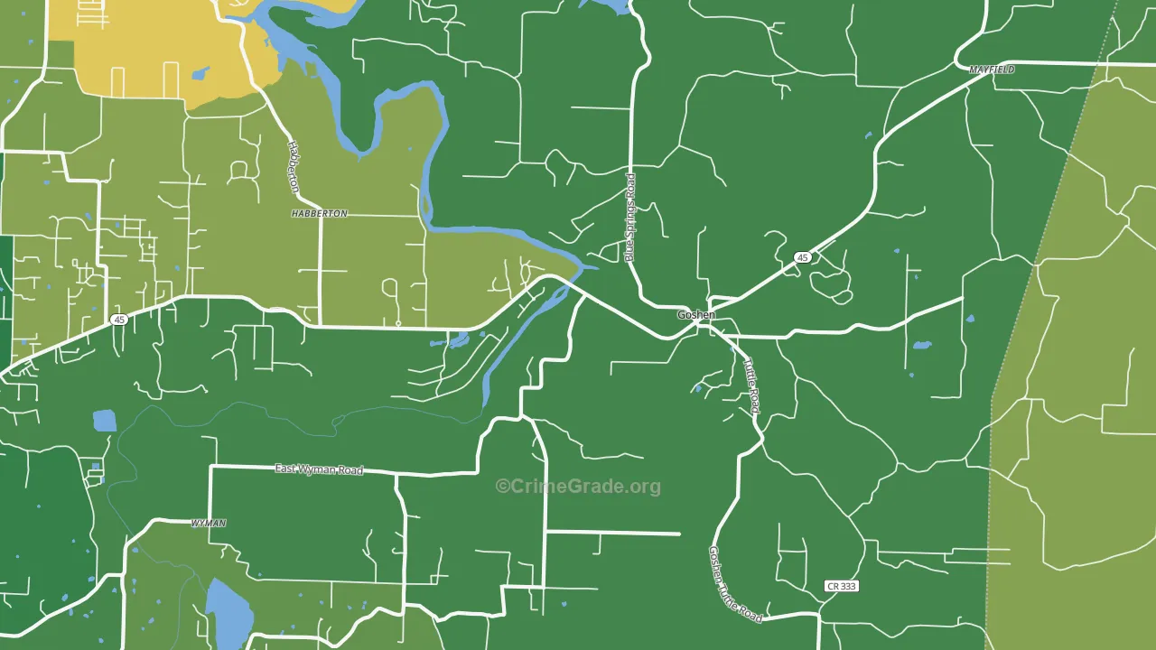 Goshen, AR Map of Murder Rates
