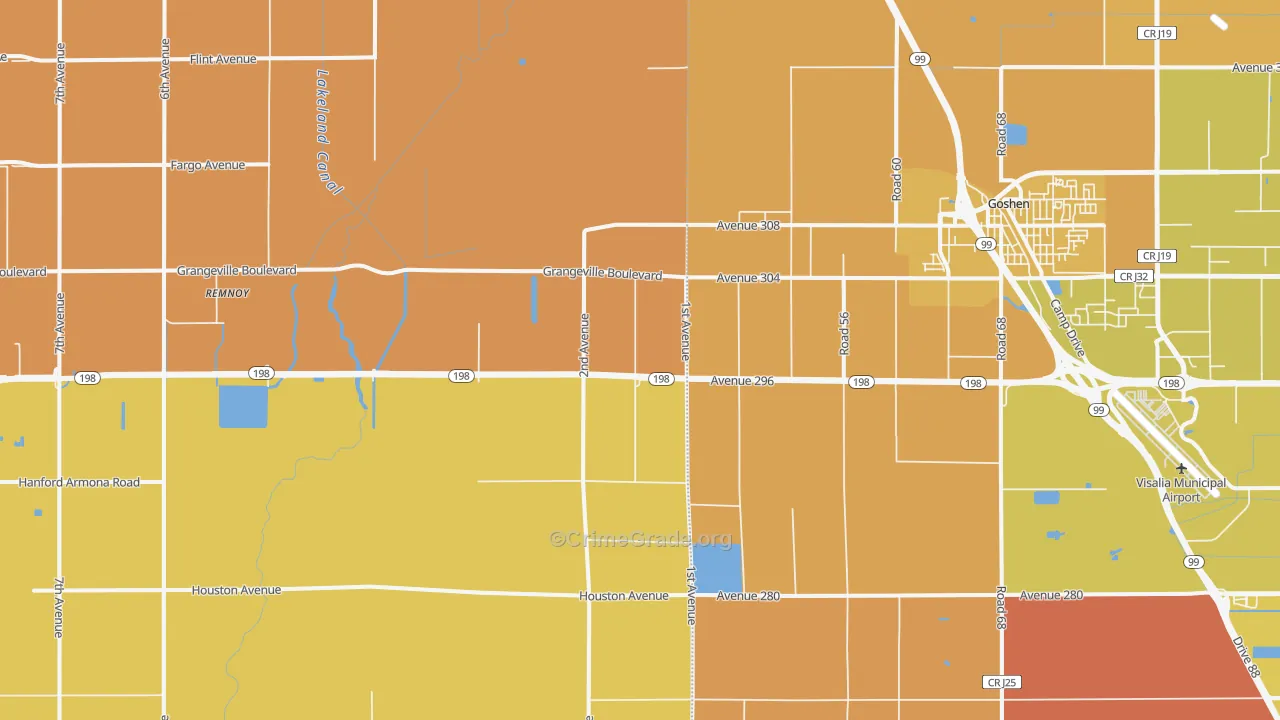 Goshen, CA Map of Murder Rates