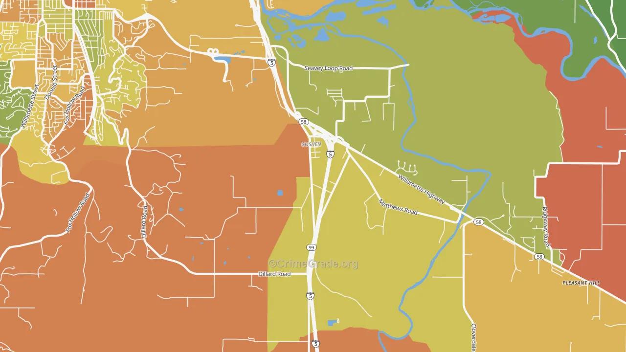 Goshen, OR Map of Murder Rates