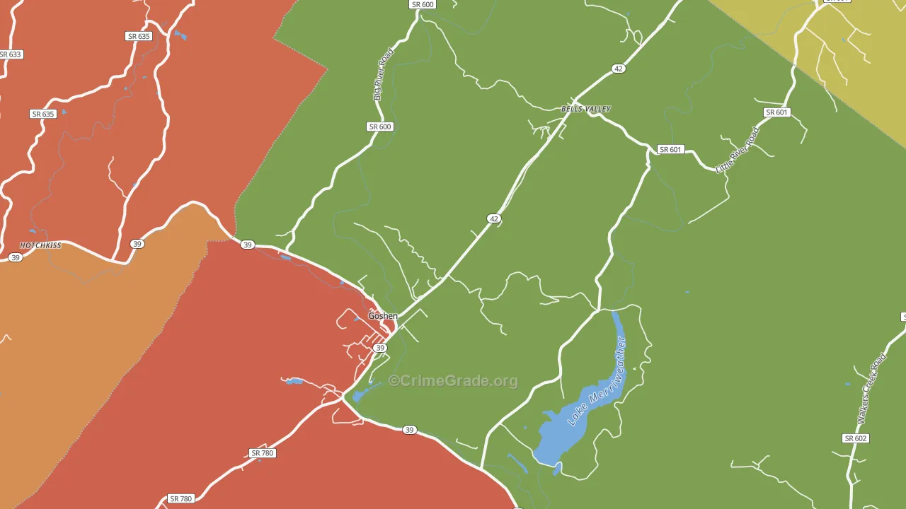 Goshen, VA Map of Murder Rates