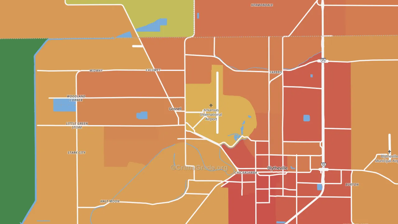 Gosnell, AR Map of Murder Rates