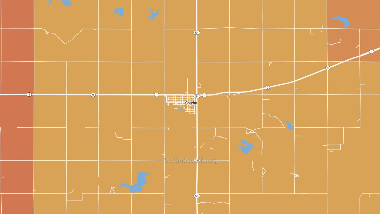 Gotebo, OK Map of Murder Rates