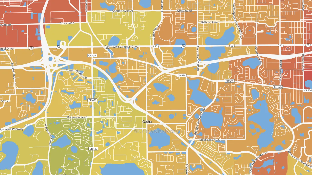 Gotha, FL Map of Murder Rates