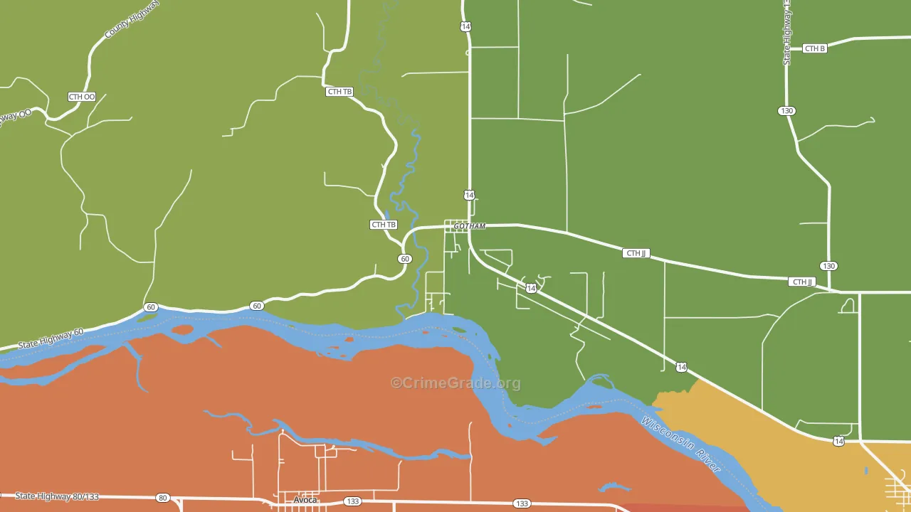 Gotham, WI Map of Murder Rates