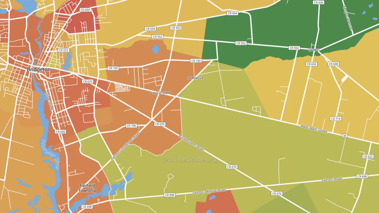 Gouldtown, NJ Map of Murder Rates