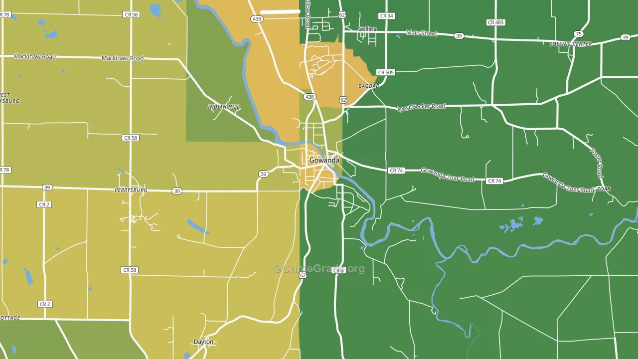 Gowanda, NY Map of Murder Rates