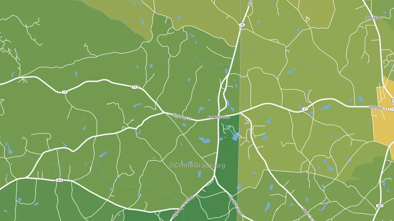 Gowensville, SC Map of Murder Rates