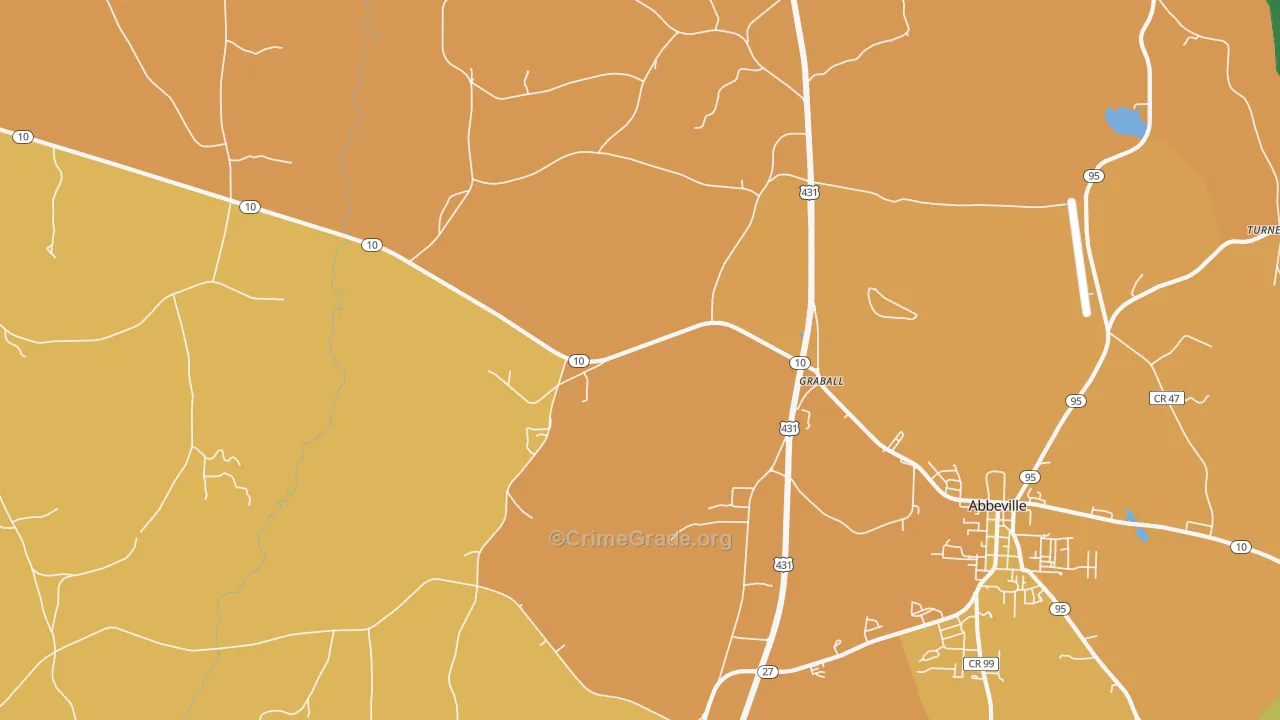 Graball, AL Map of Murder Rates
