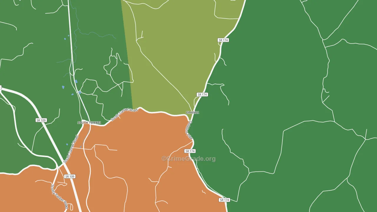 Graball, TN Map of Murder Rates