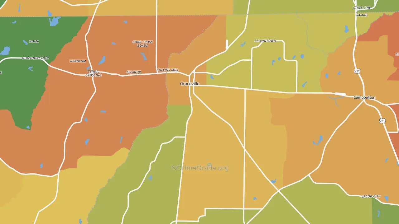Graceville, FL Map of Murder Rates