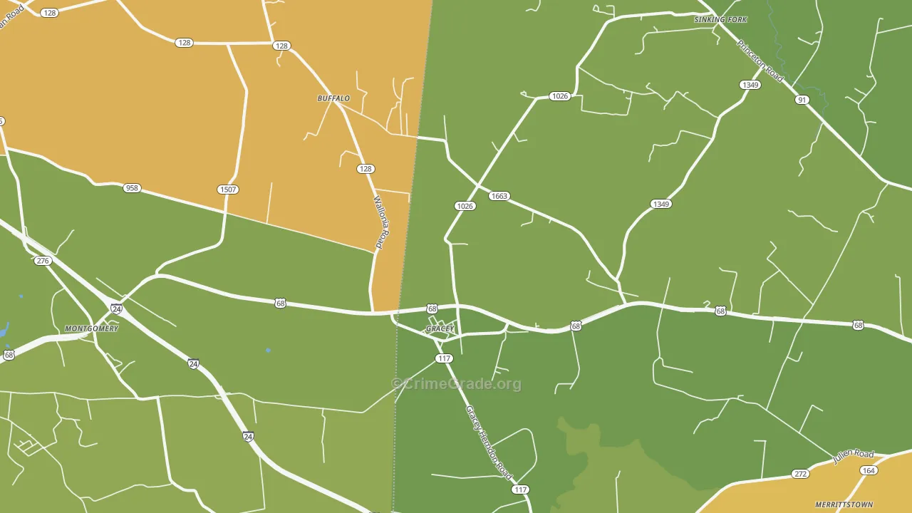 Gracey, KY Map of Murder Rates