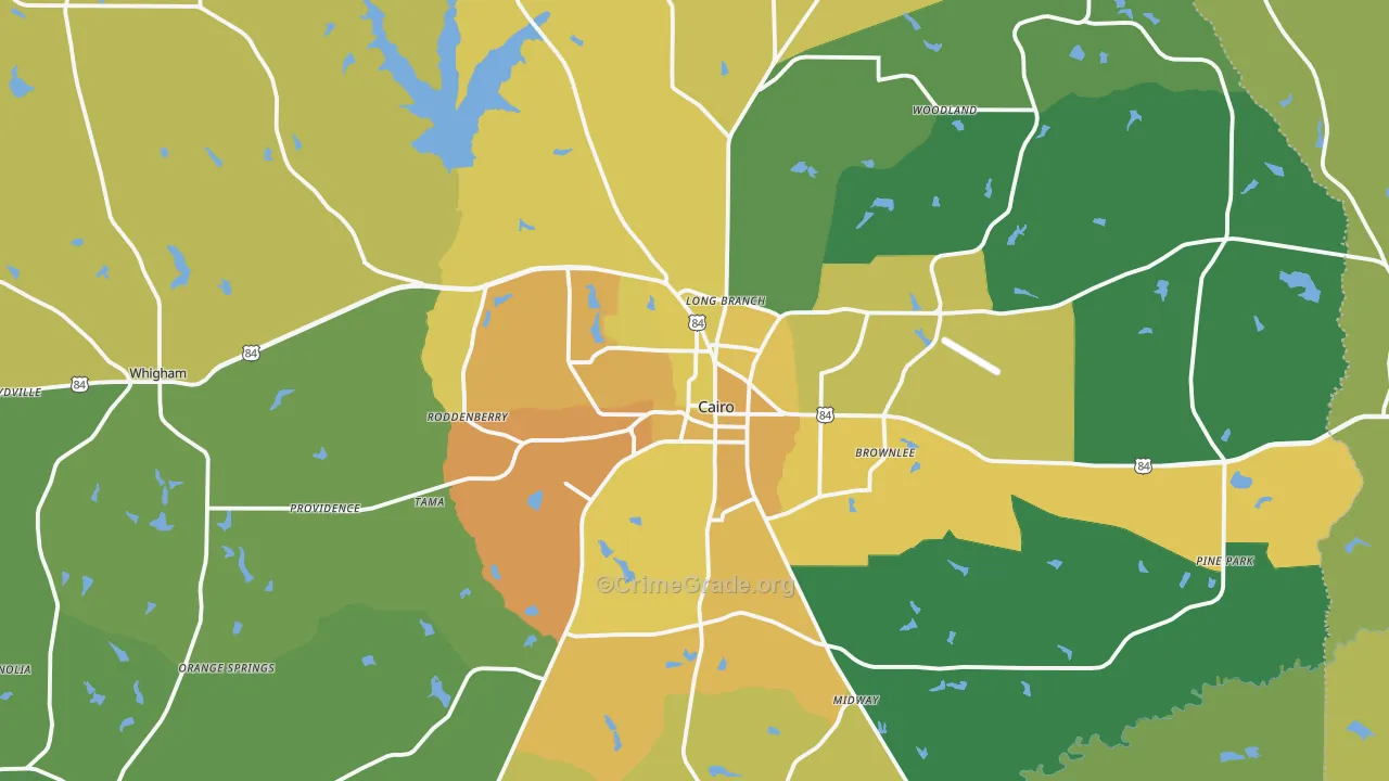 Grady County, GA Map of Murder Rates