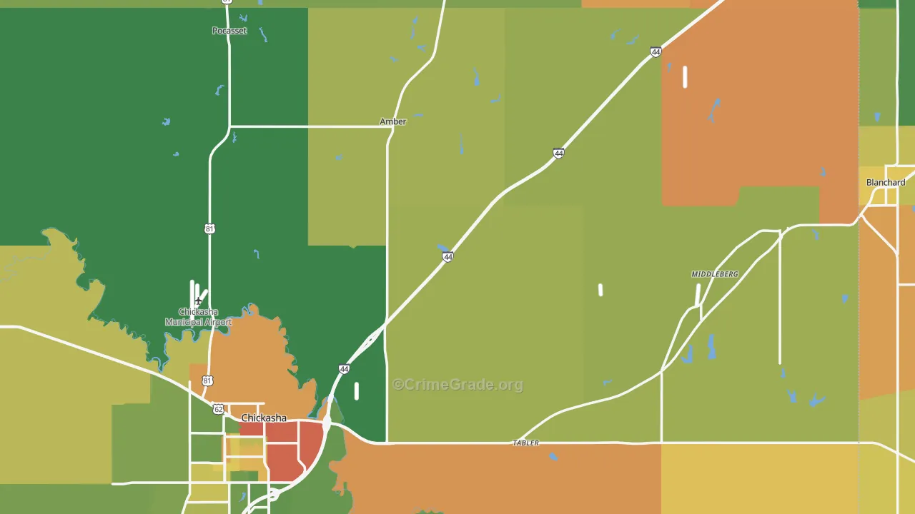 Grady County, OK Map of Murder Rates