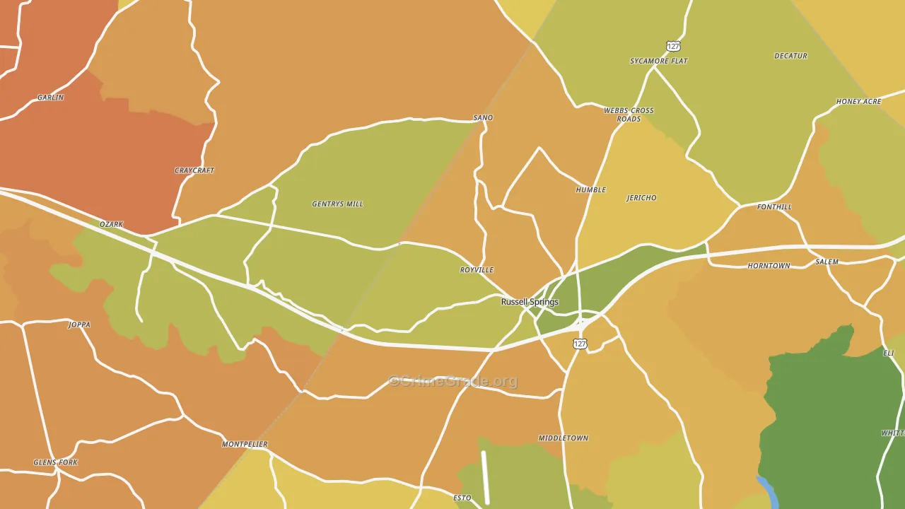 Gradyville, KY Map of Murder Rates