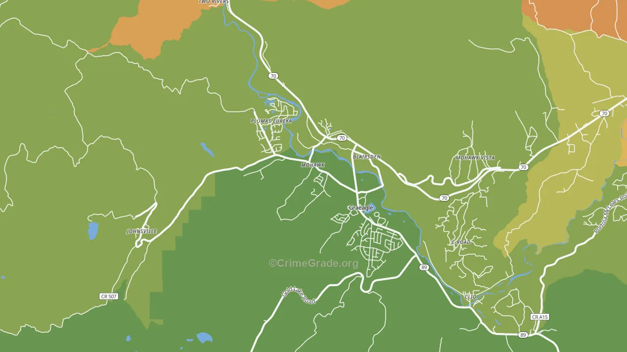 Graeagle, CA Map of Murder Rates