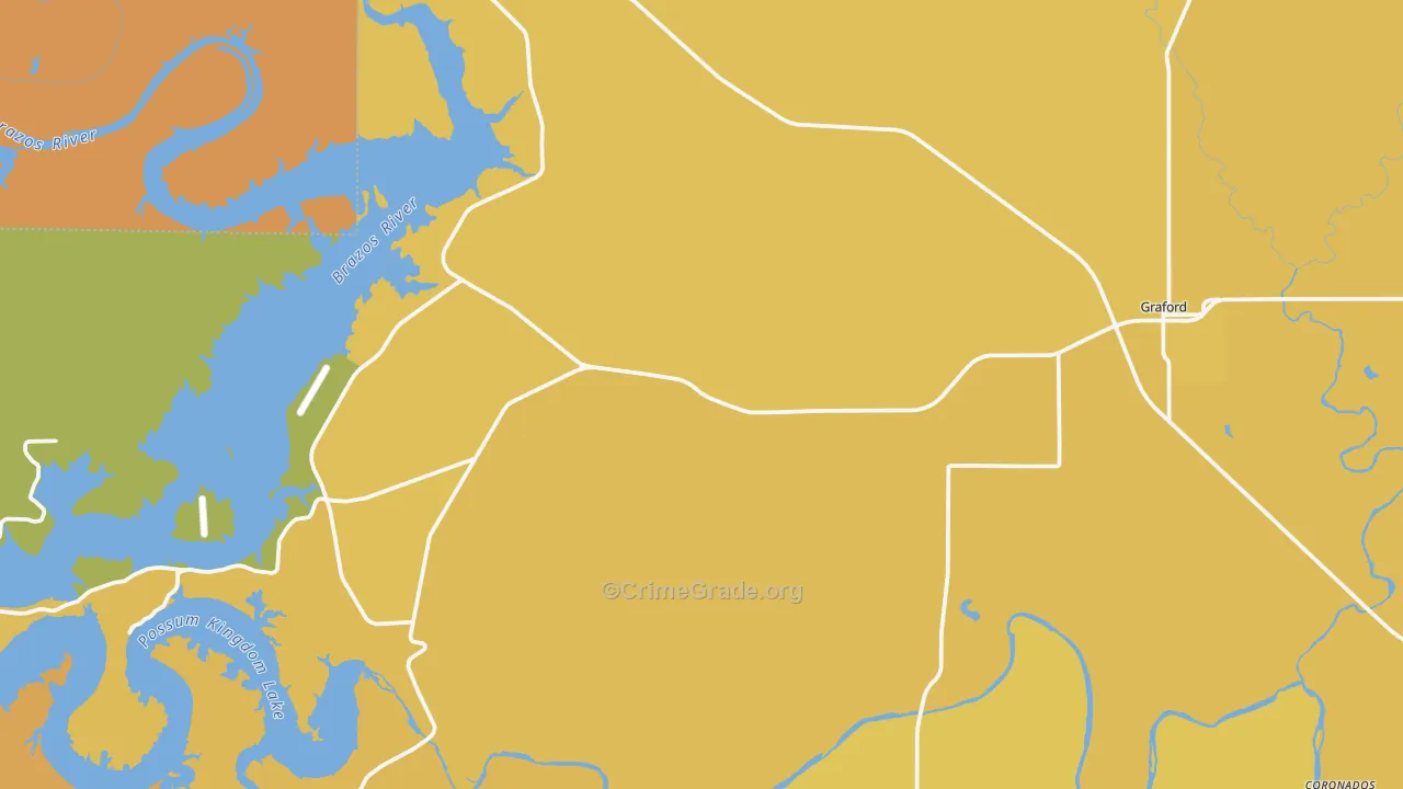 Graford, TX Map of Murder Rates