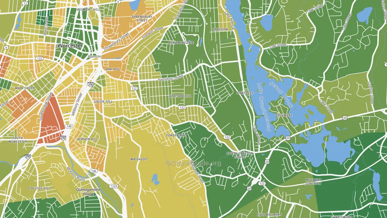 Grafton Hill, Worcester, MA Map of Murder Rates