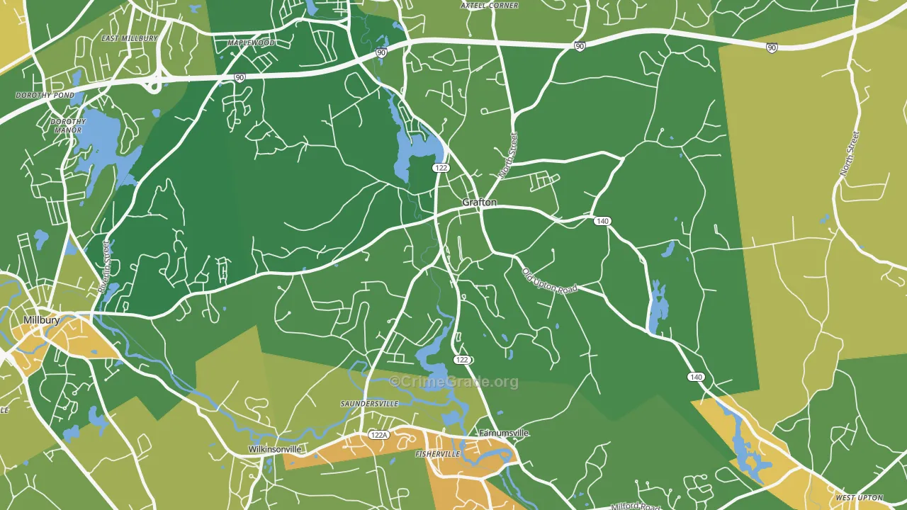 Grafton, MA Map of Murder Rates