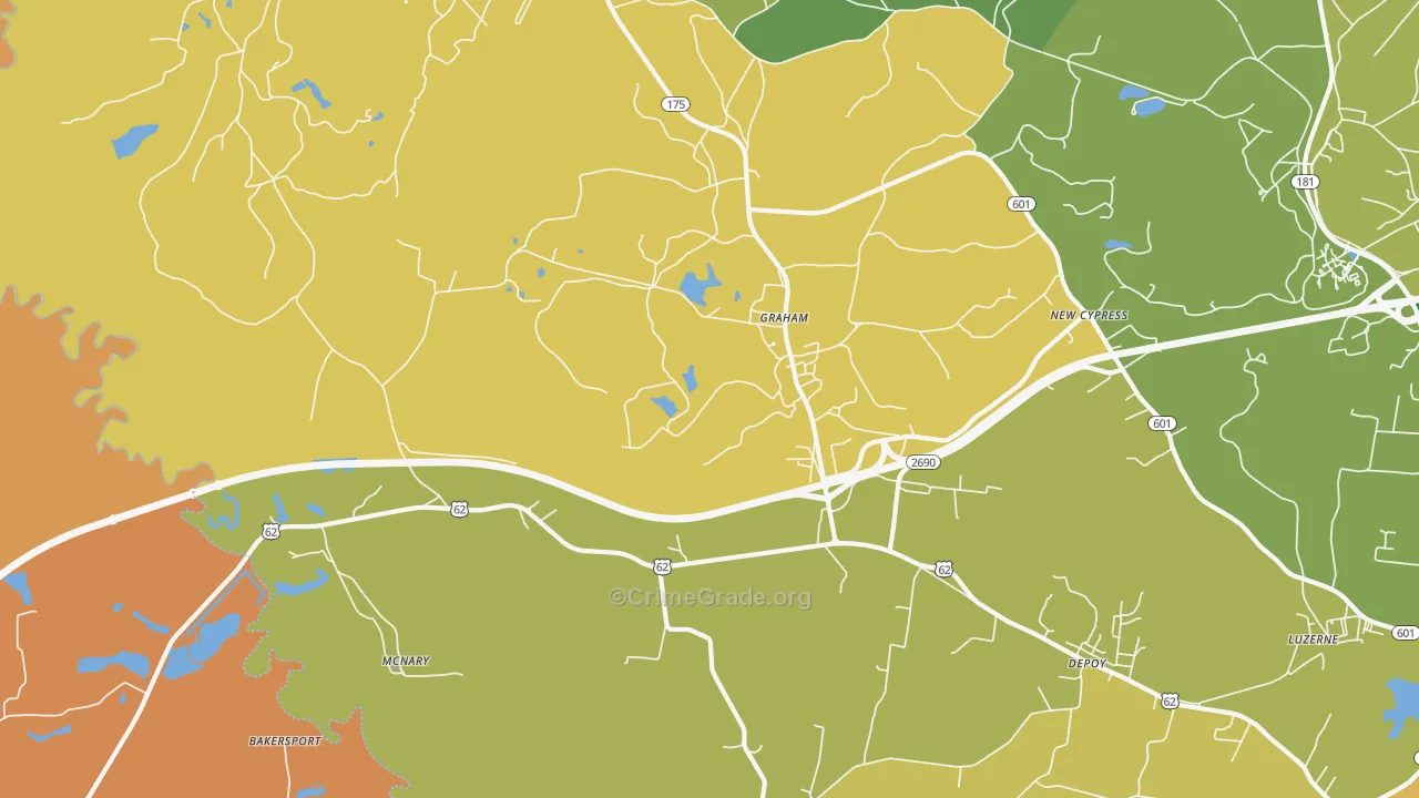 Graham, KY Map of Murder Rates