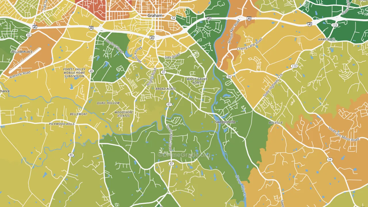 Graham, NC Map of Murder Rates