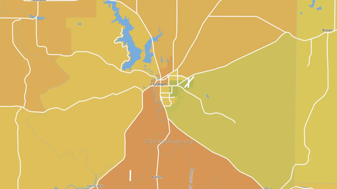 Graham, TX Map of Murder Rates