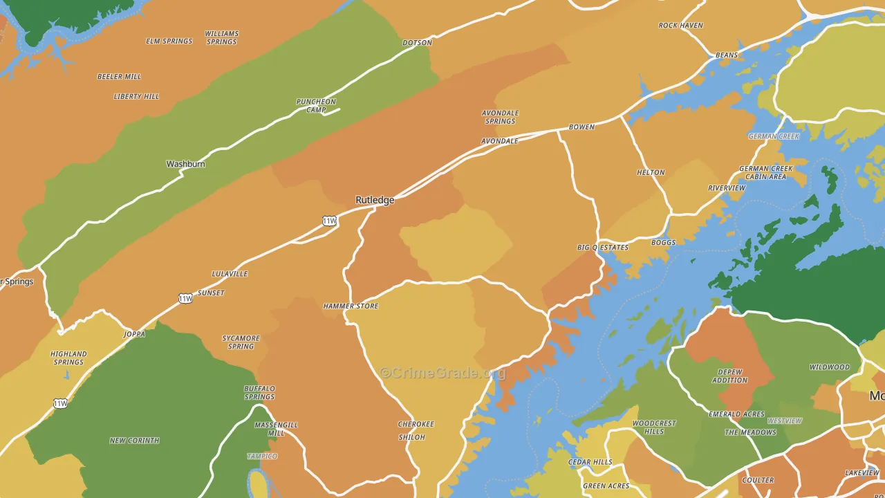 Grainger County, TN Map of Murder Rates