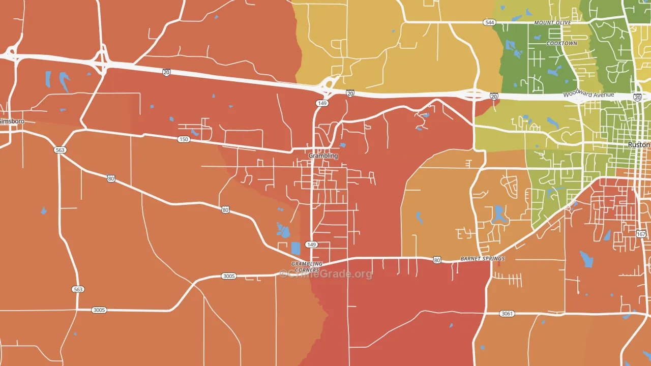Grambling, LA Map of Murder Rates