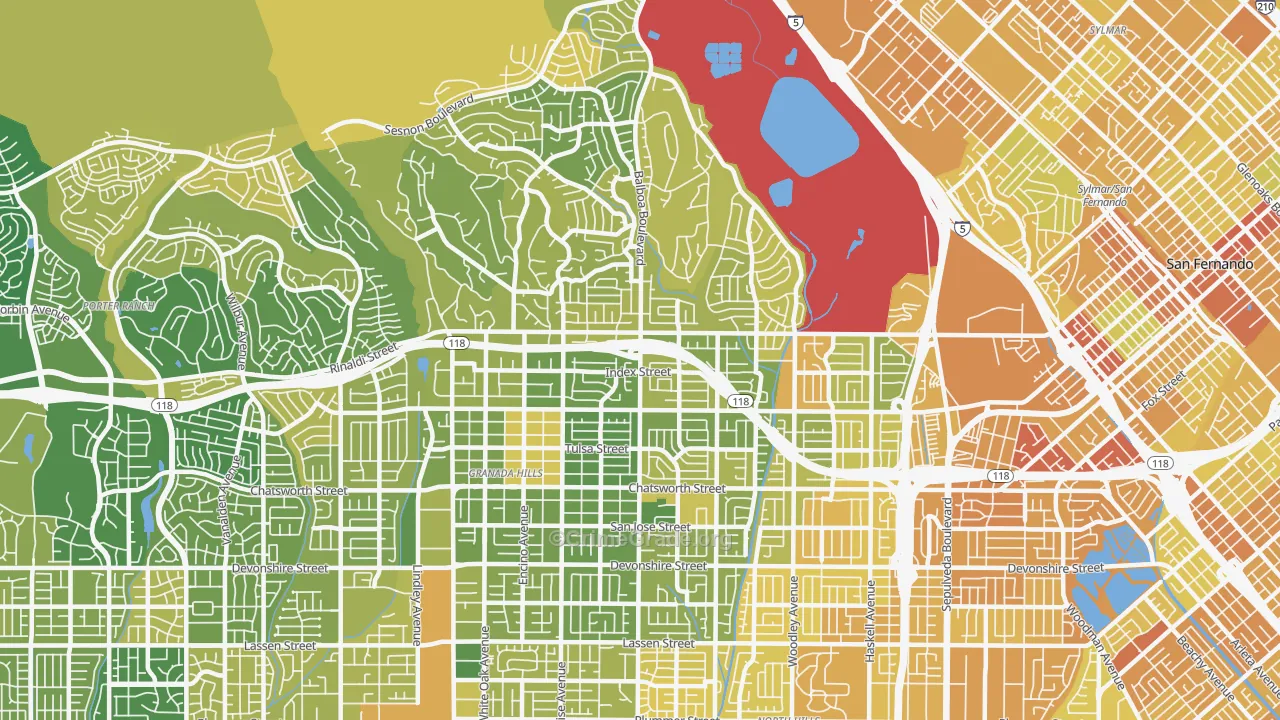 Granada Hills, CA Map of Murder Rates