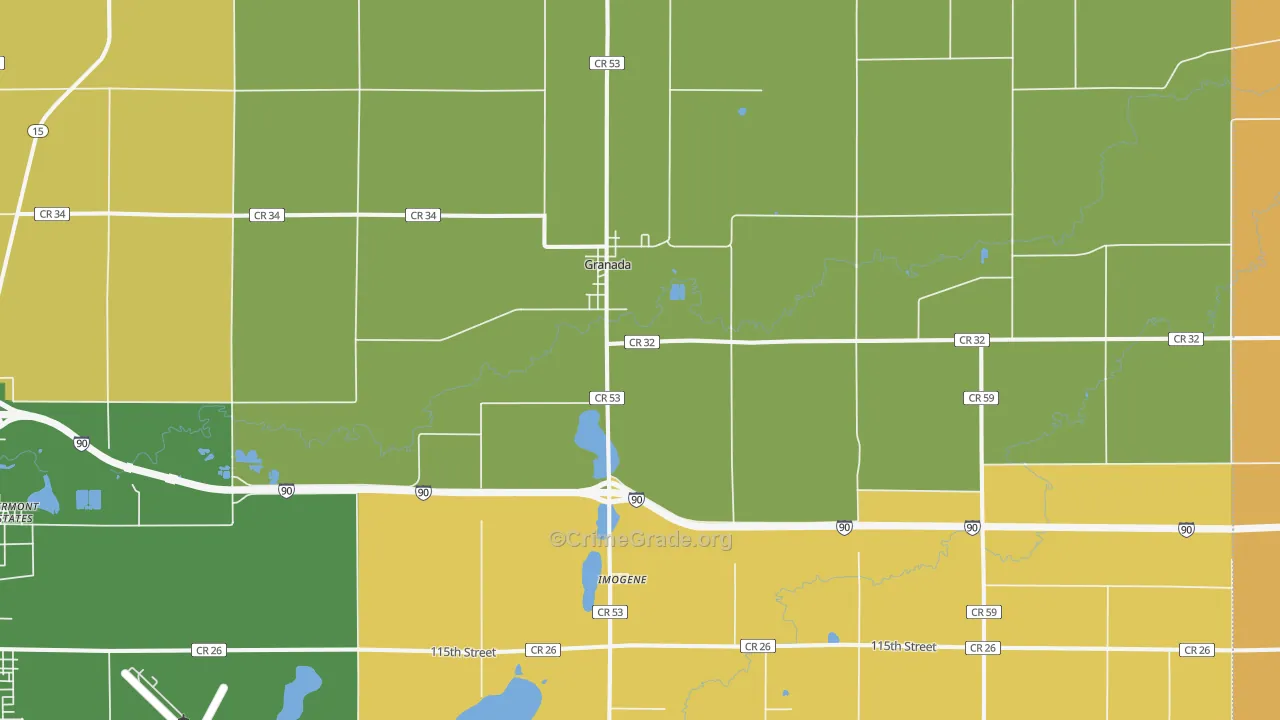 Granada, MN Map of Murder Rates