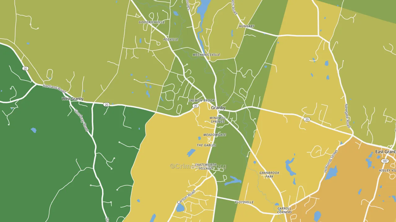 Granby, CT Map of Murder Rates