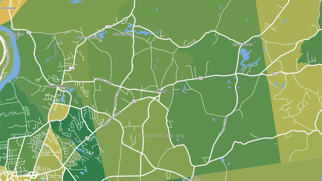 Granby, MA Map of Murder Rates