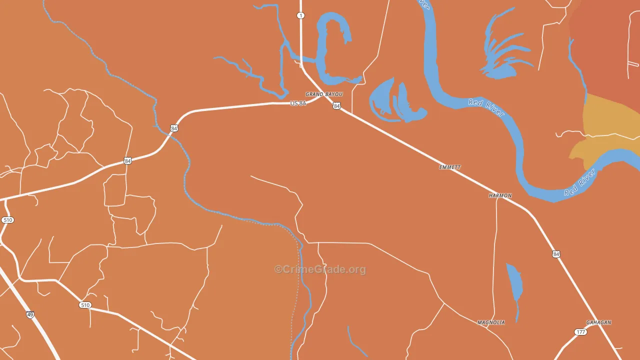 Grand Bayou, LA Map of Murder Rates